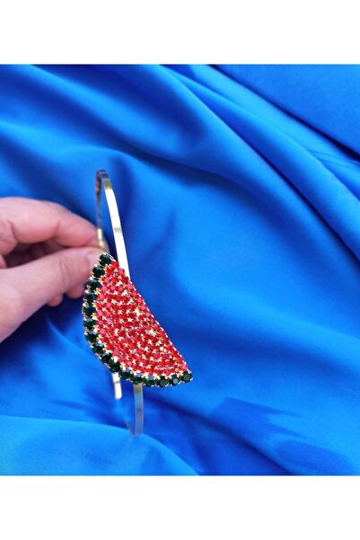 elvin aksesuar Stoned Watermelon Slice Metal Crown