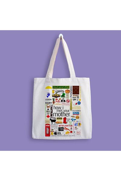 designedfy How I Met Your Mother Kolaj Baskılı Bez Çanta