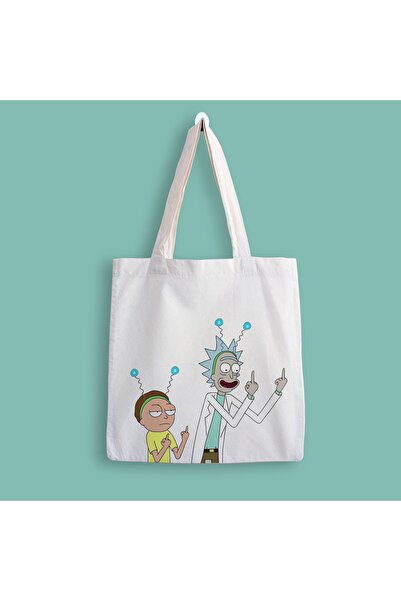 designedfy Rick And Morty Baskılı Bez Çanta