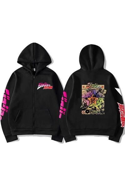 GALASHOP Jojo'nun Tuhaf Macera Fermuarlı Unisex Hoodies Tip61