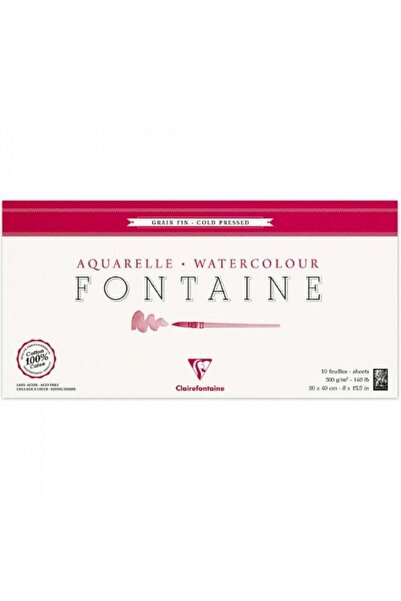 Clairefontaine Fontaine Cold Pressed 300gr Sulu Boya Blok 10 Sayfa 20x40cm (u...