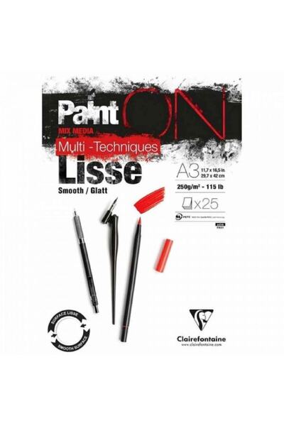 Clairefontaine طلاء ليز 250 جرام ذو ملمس ناعم متعدد الأغراض 25 ورقة مقاس A3 (29.7 × 42 سم)