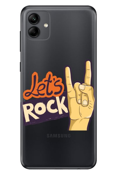 Cekuonline Lets Rock for Samsung Galaxy A04 Case Silicone Moderna Patterned