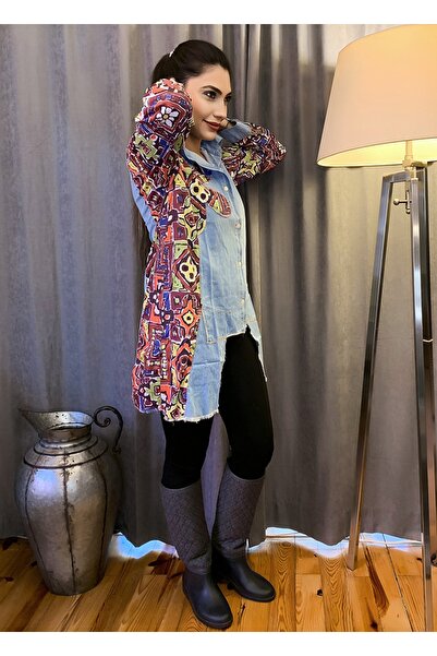 nurixa Renkli Detaylı Kot Gömlek