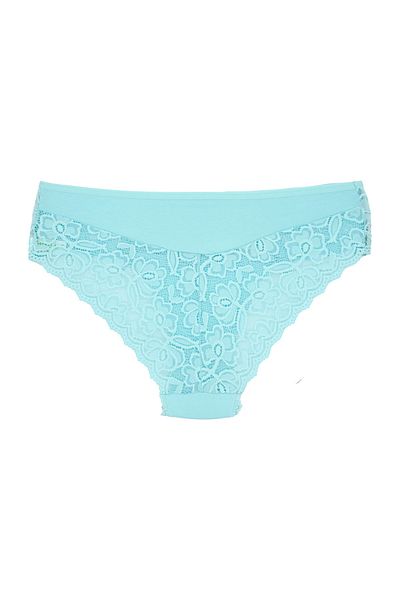 Zena Turquoise Cotton Front Waist and Back V Lace Slip Women's Panties