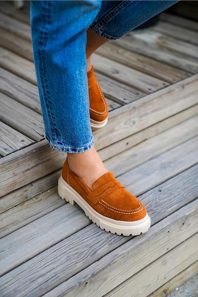 LAMİNTA Pantofi mocasin pentru femei Narkis Flat Tan Suede