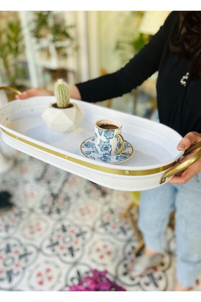 The Mia Galvin Tepsi Beyaz 54x23 Cm