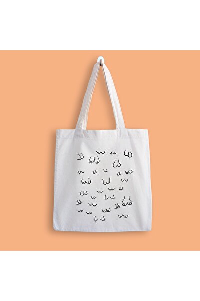 designedfy Geantă din pânză imprimată cu sâni