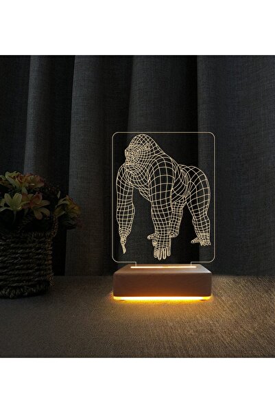 Vipyol Goril Tasarımlı Lamba 3d Led Masa Lambası Doğum Günü Hediyesi Lamba