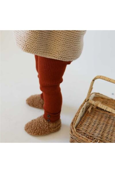 BEBEĞİME ÇORAP Fitilli Triko Çocuk Tayt - 2-6 Yaş / Kiremit