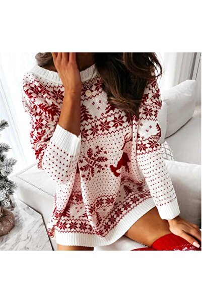 Bracha Πλεκτό πουλόβερ με χριστουγεννιάτικο σχέδιο ζακάρ πλεκτό μίνι μέγεθος