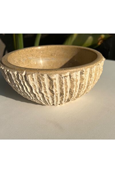 MIARIK DESIGN & DEKORASYON Dekoratif Mermer Taş Kase Orta Boy 15 Cm