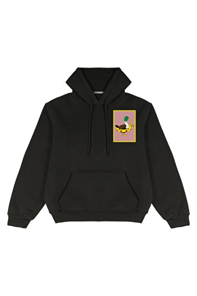 Welly Jones Unisex Goose Printed Oversize Hooded Sweatshirt