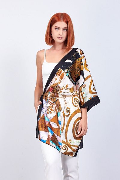 Nomads Felt Silk Scarf| 55x180cm| Gustav Klimt Expectation| Nomads Felt
