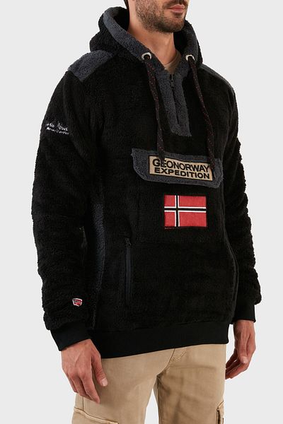 Norway Geographical Cotton Soft Textured Cold-Resistant Hooded Fleece Men's Fleece Gymclass She