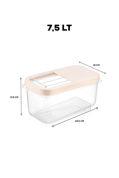 Meleni Home Multibox 7.5 lt Pulses Storage Container - Food Storage Container with Sliding Lid Flour Container Cream