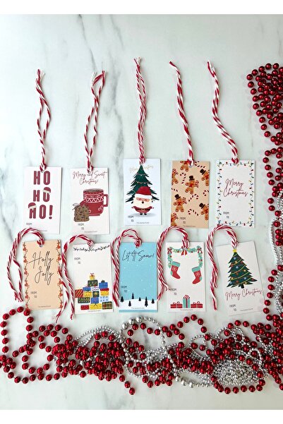 The Istanbul Event 10'lu Yılbaşı Hediye Etiketi - Yeniyıl Etiket Seti - Christmas Hediye Kartı