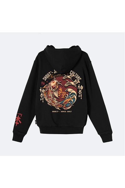 Shout Υπερμεγέθη κουκούλα με φερμουάρ Okinawa Koi Unisex