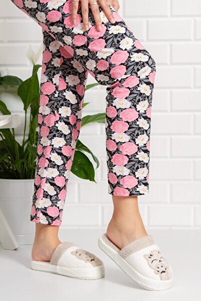 StWenn Γυναικείες γάτες κεντημένες καθημερινές μαλακές αθόρυβες παντόφλες εσωτερικού χώρου Παντόφλες επισκεπτών Χειμερινές παντόφλες