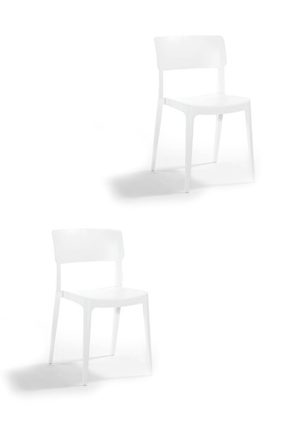 Alezy Pano Renkli Sandalye 2'li Set Beyaz