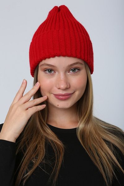 FELLMENS Corded Red Wool Knitted Unisex Beret
