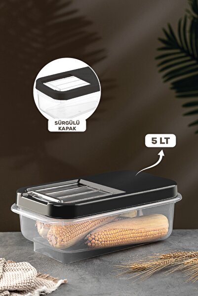 Meleni Home Multibox 5 Lt Bakliyat Saklama Kabı - Kayar Kapaklı Erzak Saklama...