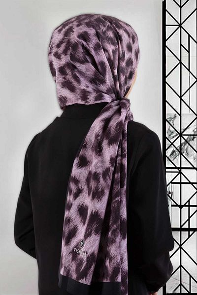 Vissona Γυναικείο πολυτελές μεταξωτό σάλι Medina Dusty Rose Black