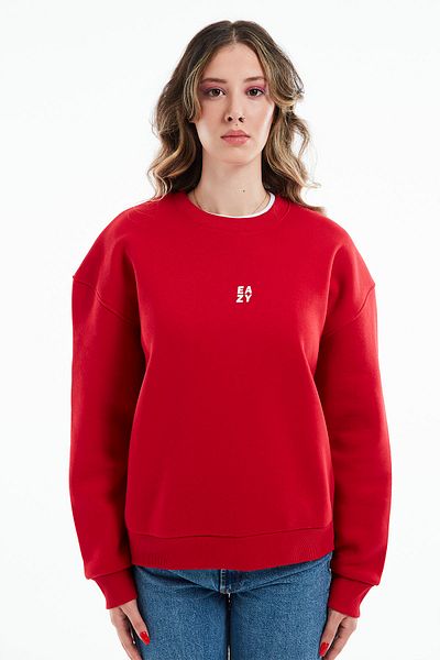 Eazy Co Hanorac gros Eazy Basic Oversize, unisex, roșu, cu gâtul turn