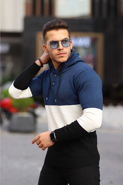 DENSMOOD Steel Knit Hooded Sweater