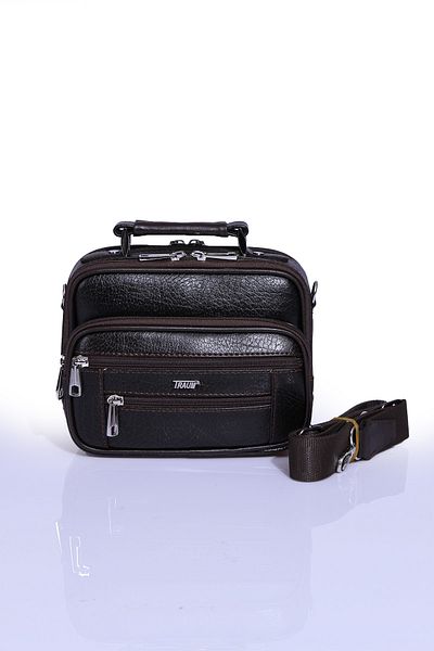 By Hakan Traum 019 Steel Case Men's Bag with Hand and Shoulder Strap Brown