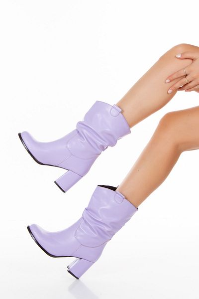 irmona Rio Lilac Εισαγόμενα δερμάτινα μποτάκια με φυσούνα με τακούνι