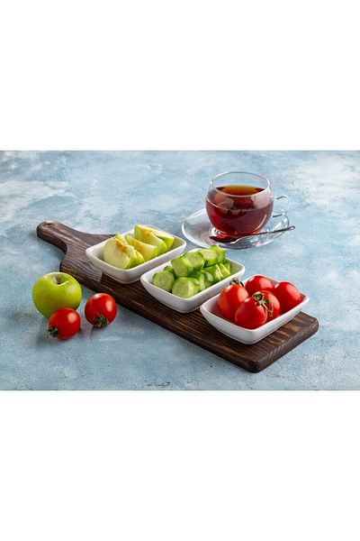 Baby Lock 3-Piece Ceramic Breakfast Snack Bowl Sauce Bowl with Wooden Presentation Plate