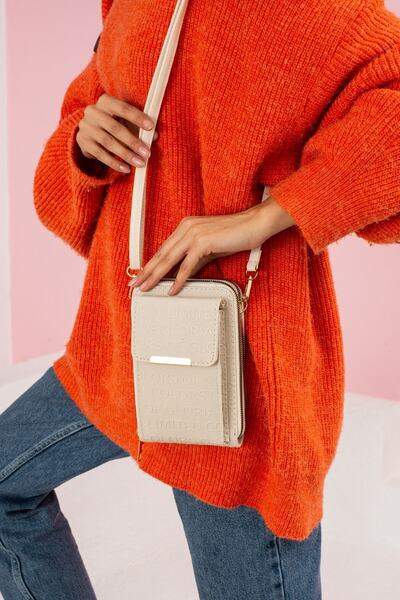 Paul Brand Geantă portofel cu curele încrucișate pentru femei crem cu compart...