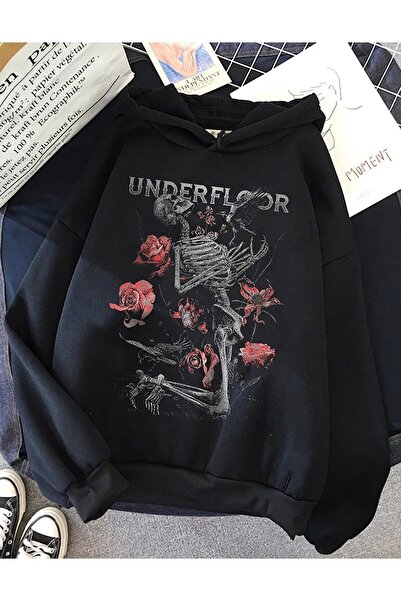 Freak Hanorac unisex Underfloor Rose And Bone Rock Metal Hoodie Rose And Skel...