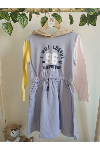 DFN Rochie hanorac cu glugă color block