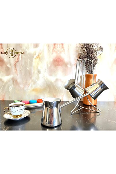 DOCA 4 Parça Paslanmaz Çelik Lüks Cezve Takımı