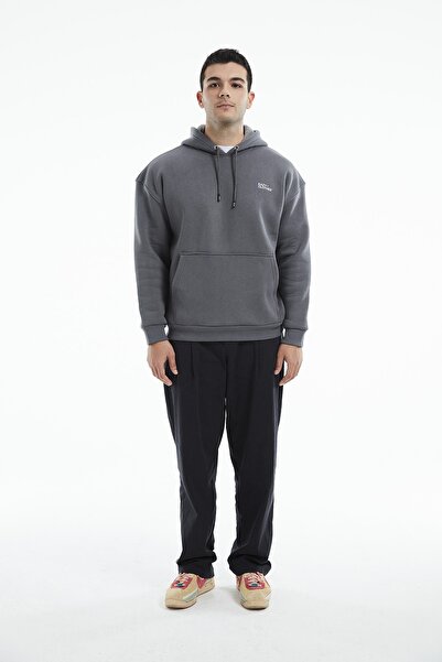 Eazy Co Hanocă groasă cu glugă Eazy Basic Oversize Unisex Premium Gri