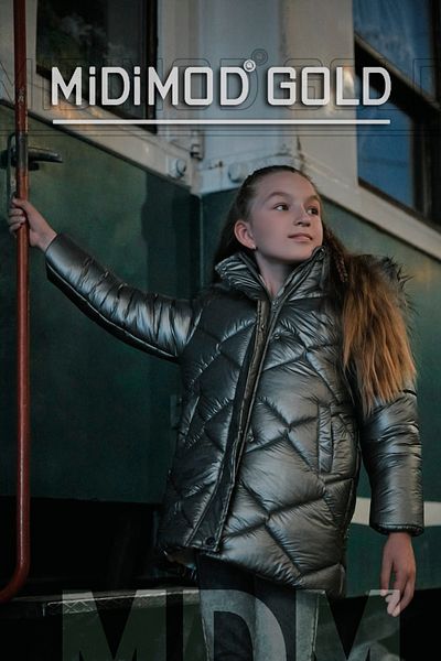 Midimod Gold 10-14 Years Old Hooded Long Model Thick Coat with Fleece Inside