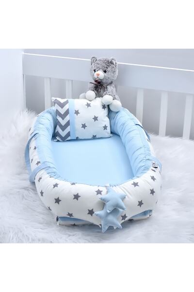 ebabynest Bigstar Serisi Beyaz Yıldız Mavi Kombin Babynest