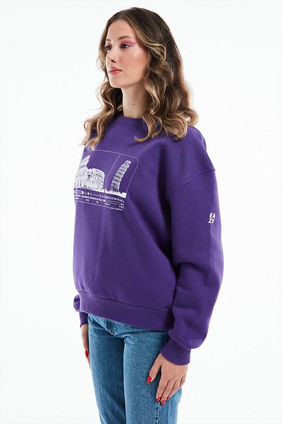 Eazy Co Hanorac gros unisex mov cu gât crew oversize Eazy Italy