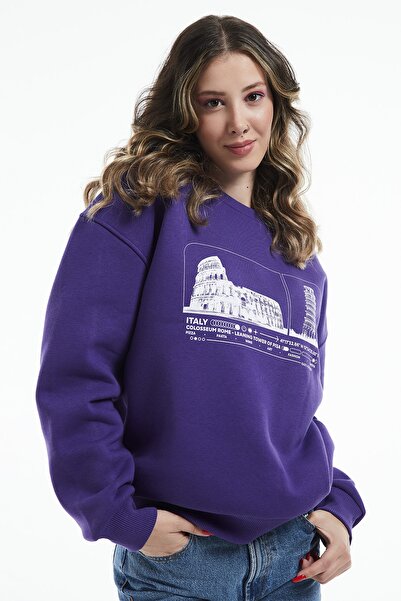 Eazy Co Eazy Italy Oversize Unisex Фіолетовий Світшот з велосипедним коміром