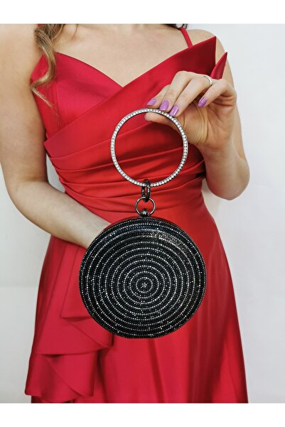 NAZART Жіноча кругла чорна каменна браслет аксесуар вечірня сумочка-клатч