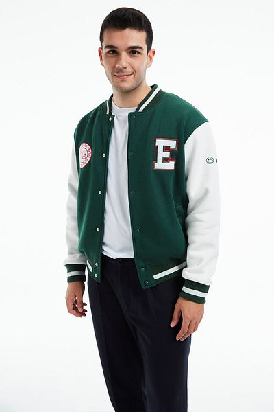 Eazy Co Llege Oversize Unisex Green Thick College Jacket