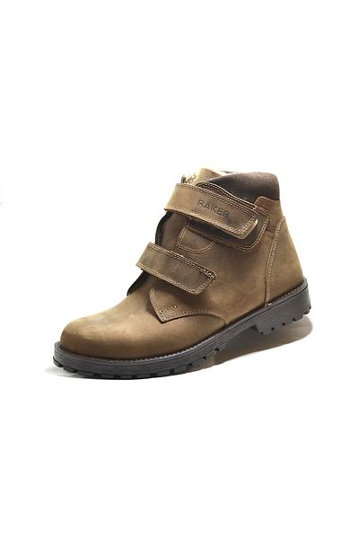 Raker 8050 Γνήσιο λαδωμένο δέρμα Μαύρο & Sand Velcro Ορθοπεδικές μπότες για αγόρια