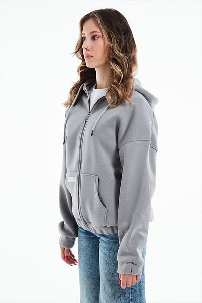 Eazy Co Jachetă cu glugă supradimensionată Eazy Premium Cardigan gros unisex gri