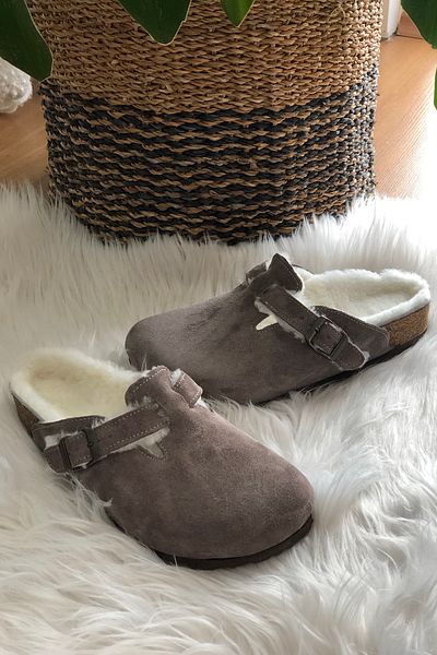 Uniqueqoop Γνήσιες γούνινες παντόφλες Oslo Cork Sole Suede