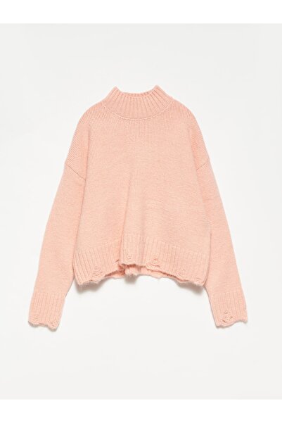 Dilvin 10296 Sfaturi mâneci Pulover rupt-pudră