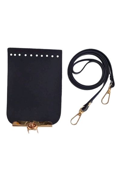 Masal Örgü Evi Μονή στρώση από συνθετικό δέρμα 10 X 15 cm Πτυσσόμενο κάλυμμα με φερμουάρ Σετ τσάντα με χρυσό μεταλλικό λουράκι