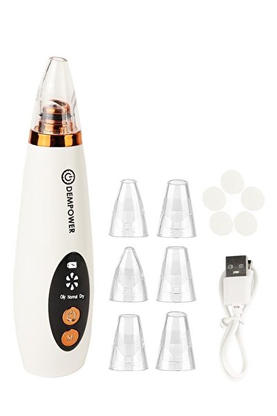 DEMPOWER Dijital Göstergeli 6 Başlıklı Cilt Temizleme Vakum Aleti Turuncu Beyaz Detaylı