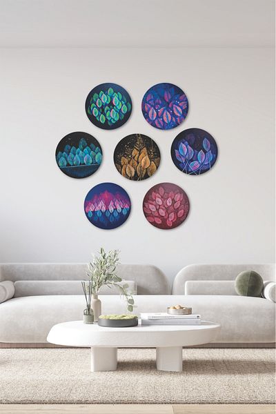 Nod Model de masă cu frunze, set MDF de 7, casă, sufragerie, dormitor, hol, decor de perete de birou